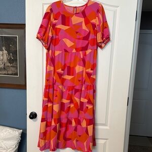 Vibrant Pink and Orange Geometric Dress